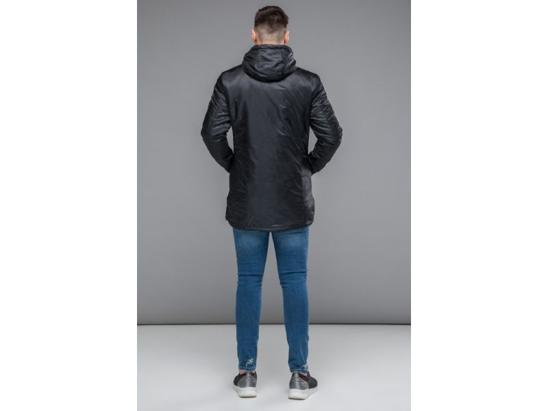 Черная парка молодежная осенне-весенняя мужская модель 45532, фото 5