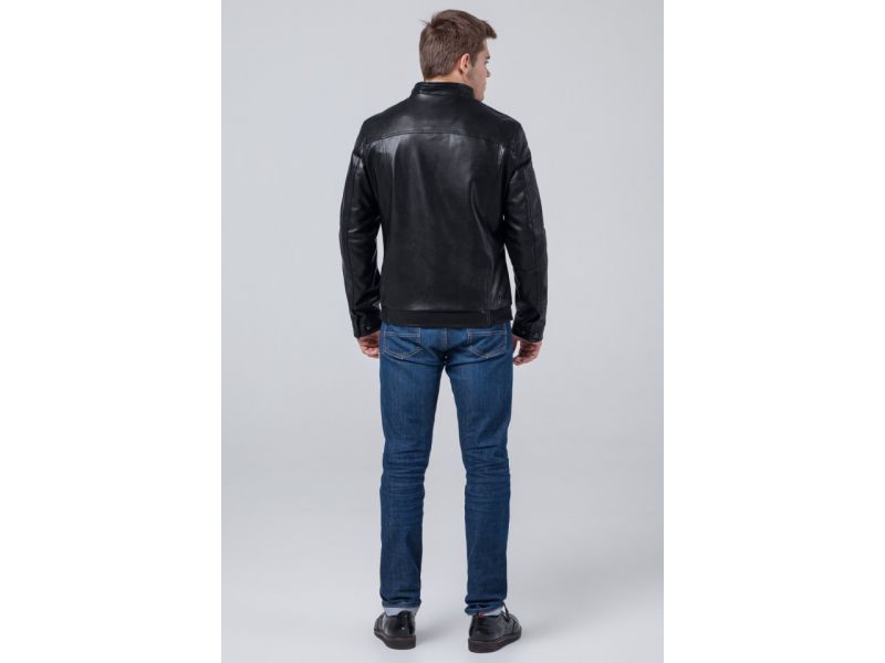 Короткая черная куртка осенне-весенняя молодежная мужская модель 1588, фото 5