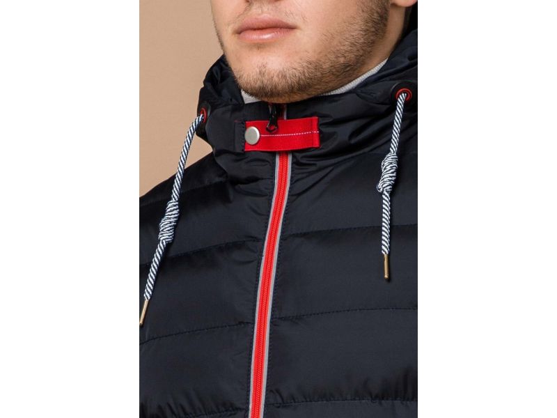 Мужская куртка с манжетами зимняя цвет темно-синий-красный модель 35228, фото 5