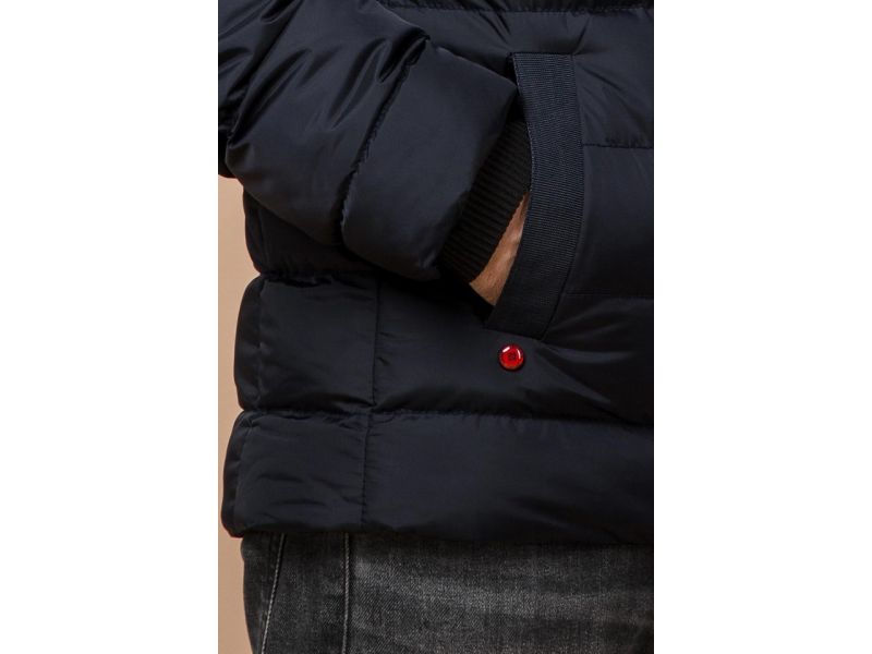 Мужская куртка с манжетами зимняя цвет темно-синий-красный модель 35228, фото 6