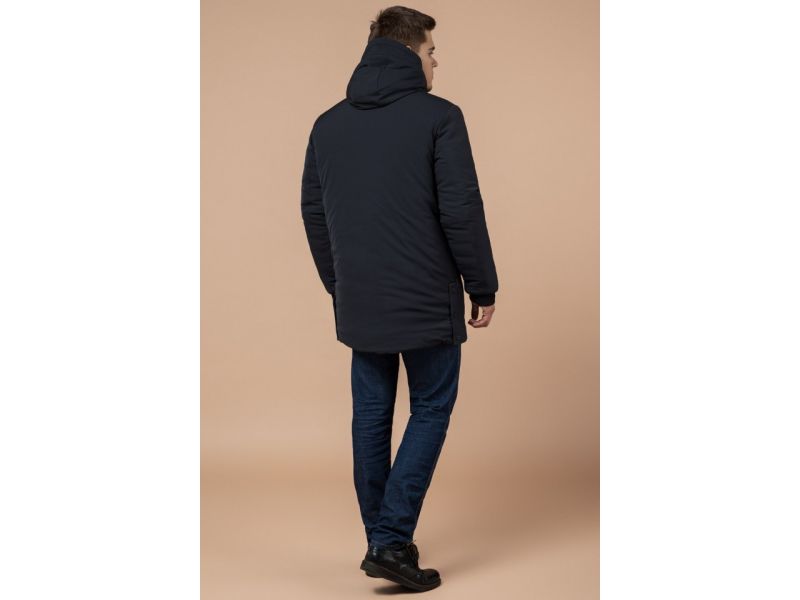 Мужская графитовая парка зимняя с вшитым капюшоном модель 9042, фото 5