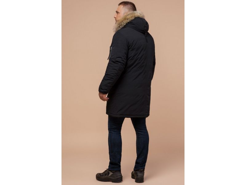 Мужская черная парка на зиму модель 13475, фото 5