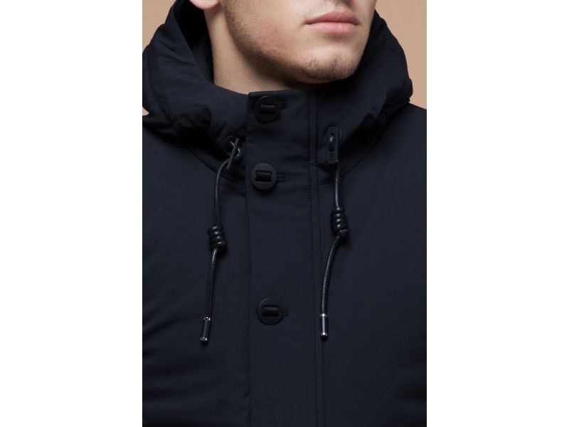 Темно-синяя парка зимняя мужская с прорезными карманами модель 9042, фото 6