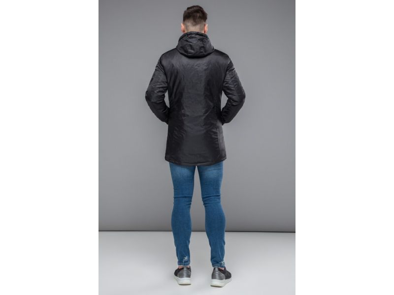Черная молодежная парка осенне-весенняя для мужчин модель 19740, фото 5