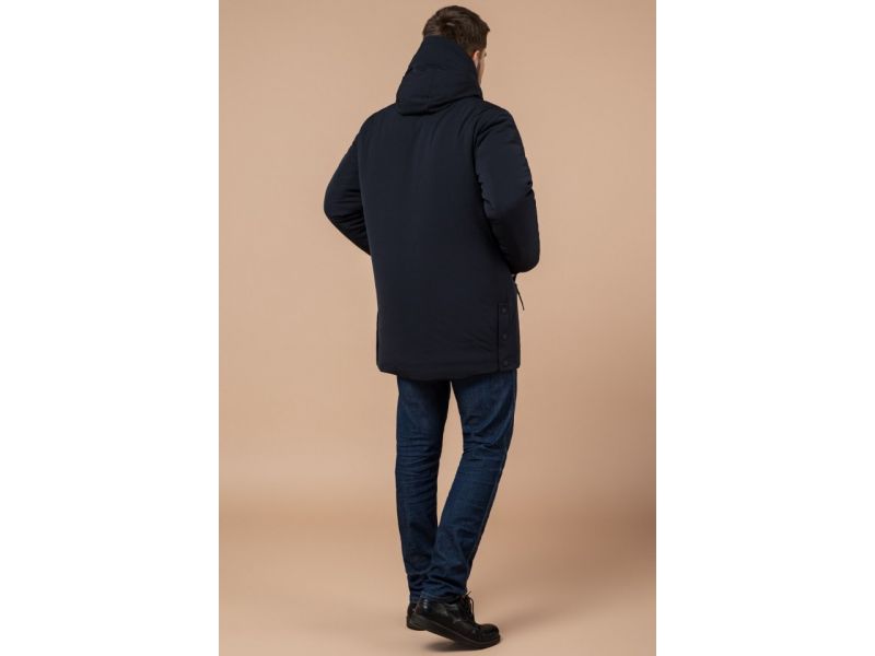 Темно-синяя парка зимняя мужская с прорезными карманами модель 9042, фото 5
