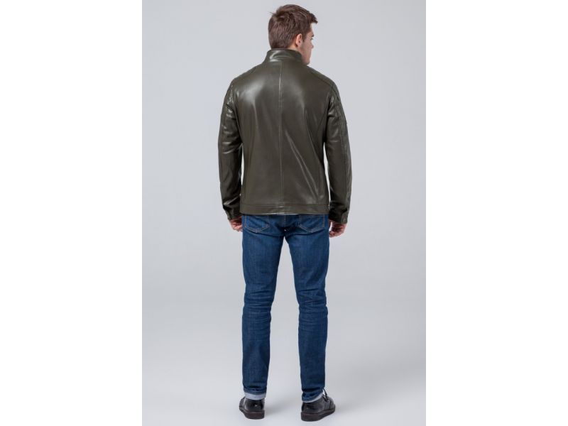 Непродуваемая куртка осенне-весенняя молодежная мужская цвета хаки модель 3645, фото 5