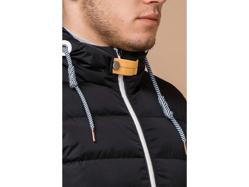 Теплая мужская зимняя куртка цвет черный-желтый модель 35228, фото 5