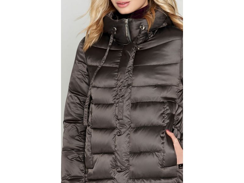 Длинный женский воздуховик зимний цвет капучино модель 29775, фото 6