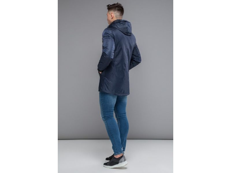 Синяя мужская молодежная парка осенне-весенняя стандартной длины модель 19740, фото 5