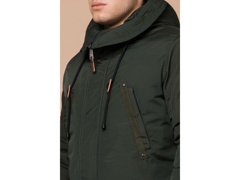 Парка цвета хаки мужская зимняя модель 13620, фото 6