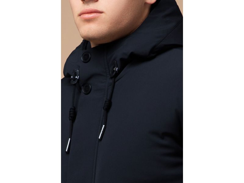 Темно-синяя парка мужская стандартной длины зимняя модель 9055, фото 6