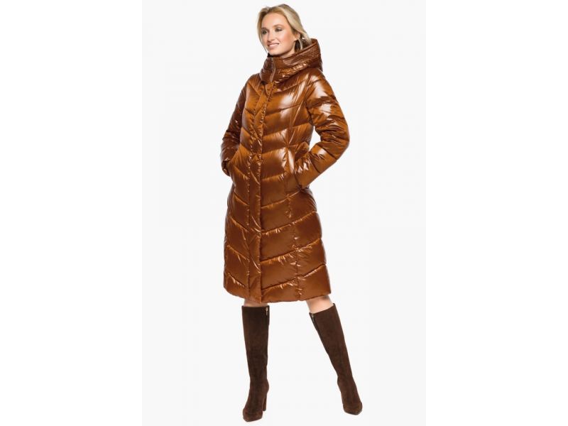 Современный женский воздуховик зимний цвет сиена модель 31024, фото 5