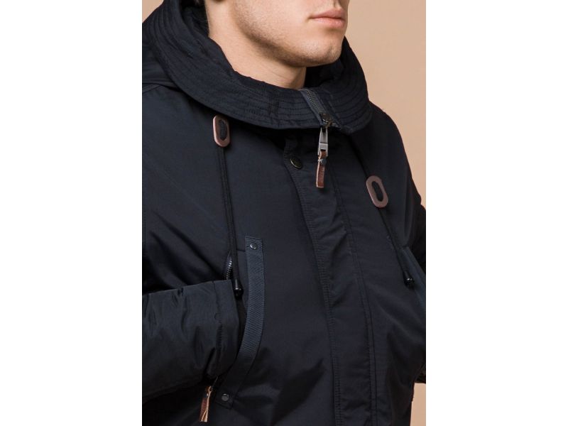 Мужская черно-синяя парка на зиму модель 13620, фото 6