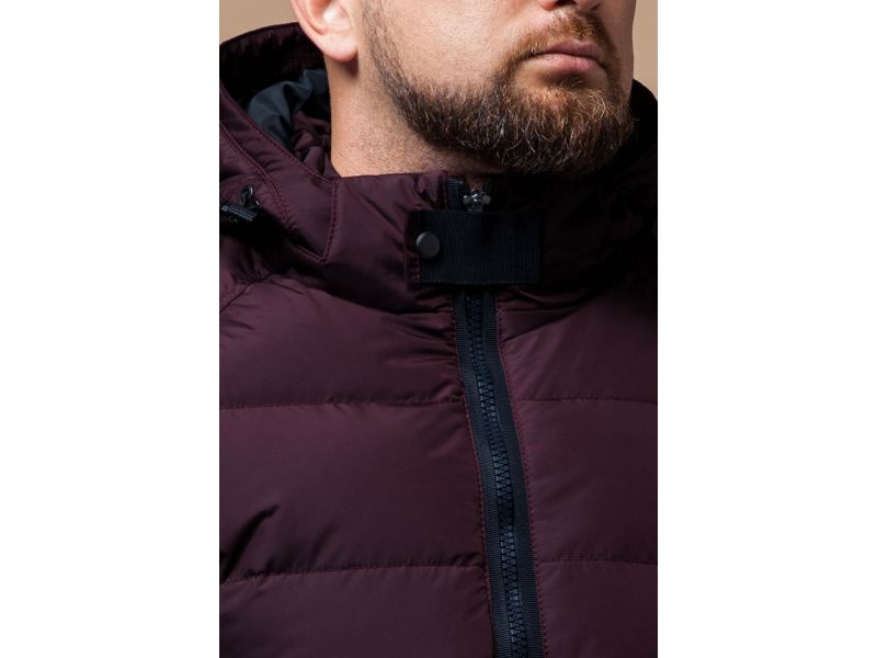 Зимняя темно-бордовая куртка для мужчин модель 32540, фото 6