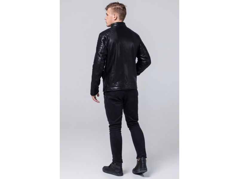 Осенне-весенняя молодежная куртка черная для мужчин модель 4327, фото 5