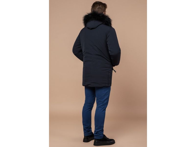 Мужская графитовая парка зимняя с нашивкой модель 9828, фото 5