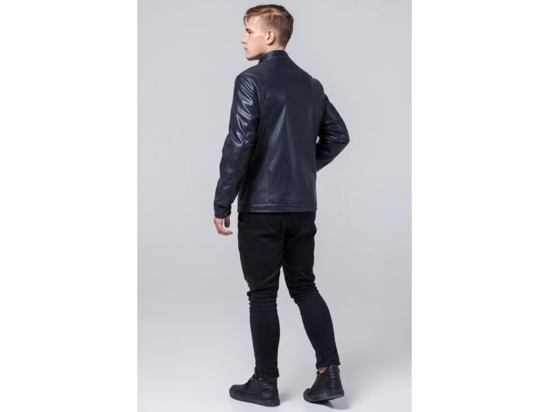 Молодежная осенне-весенняя куртка мужская темно-синяя модель 2193, фото 5