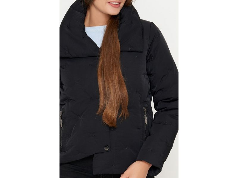 Осенне-весенний пуховик женский черный молодежный модель 25062, фото 6