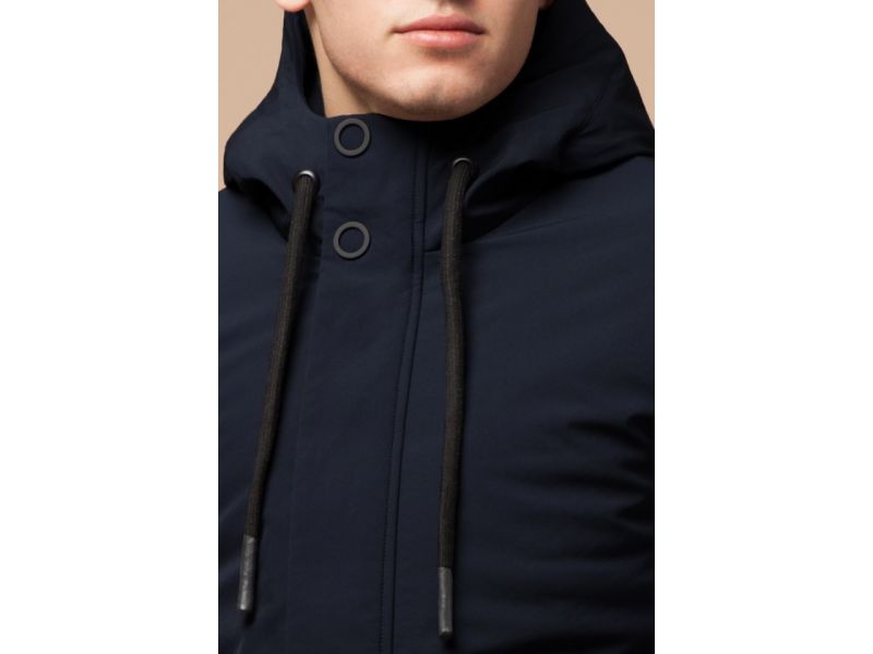 Темно-синяя парка с капюшоном зимняя для мужчин модель 9085, фото 6