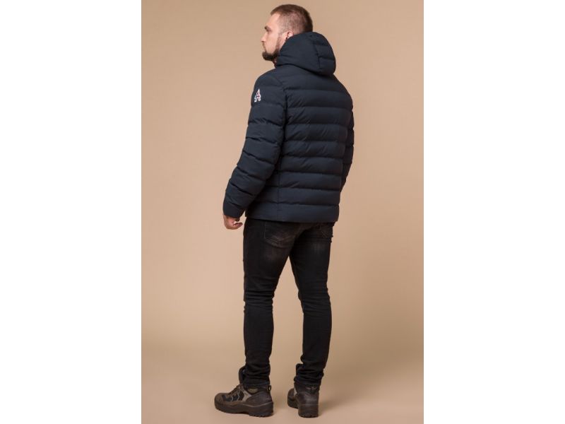 Куртка короткая мужская зимняя цвет темно-синий-красный модель 45115, фото 5