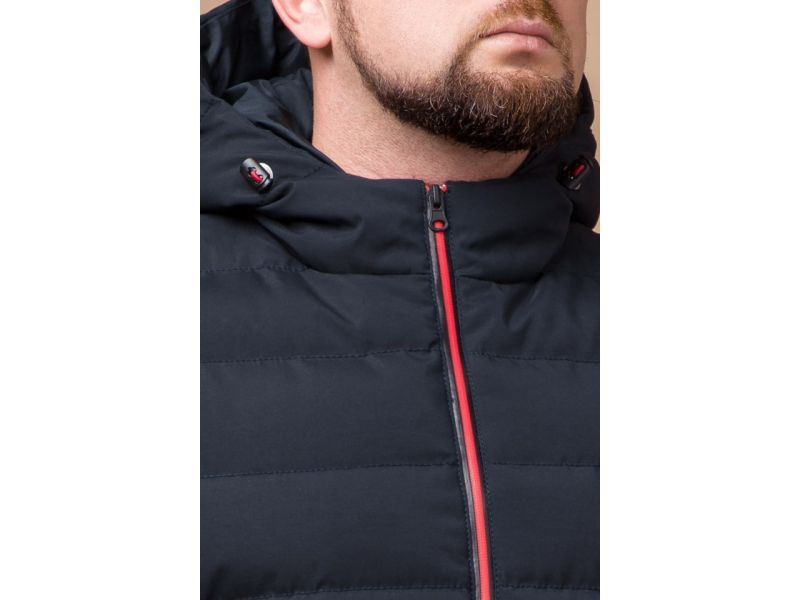 Куртка короткая мужская зимняя цвет темно-синий-красный модель 45115, фото 6