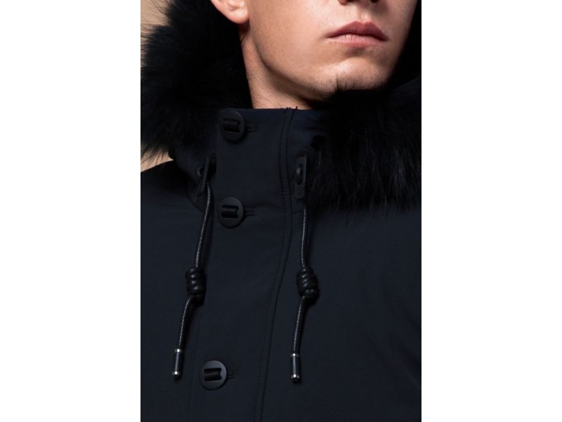 Парка мужская зимняя темно-синяя с кулиской модель 9842, фото 6