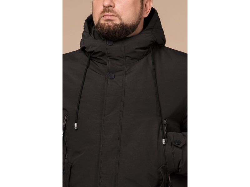 Коричневая парка мужская зимняя с капюшоном модель 19058, фото 6