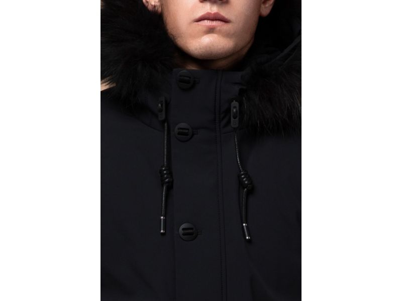 Мужская парка черная зимняя с карманами модель 9842, фото 6