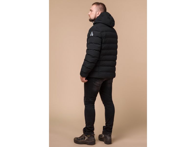 Куртка зимняя на молнии мужская цвет черный-серебро модель 45115, фото 5