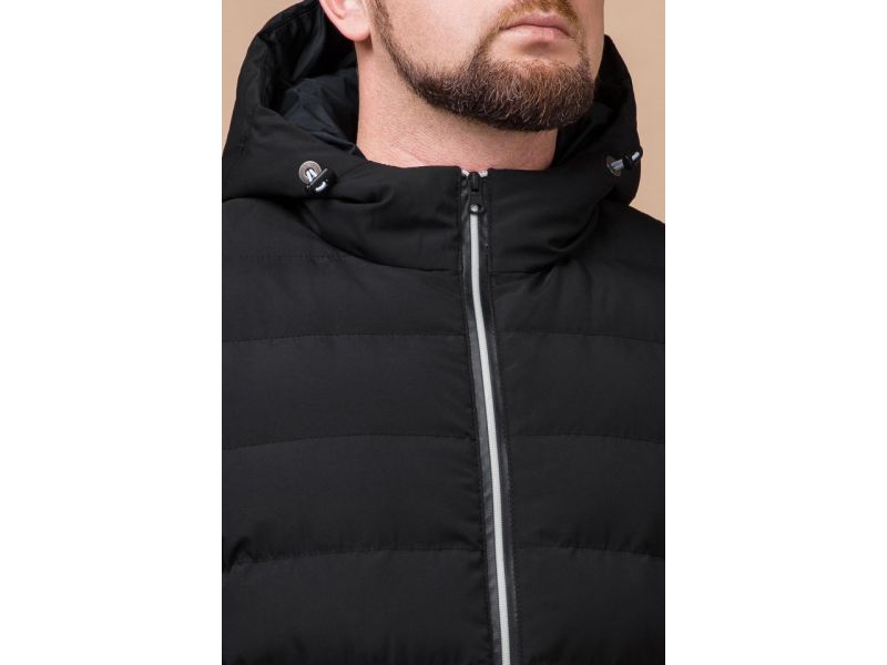 Куртка зимняя на молнии мужская цвет черный-серебро модель 45115, фото 6