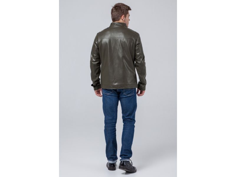 Осенне-весенняя молодежная мужская куртка цвета хаки модель 4834, фото 5