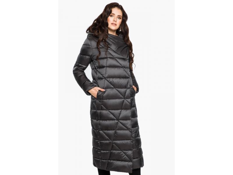 Графитовый женский воздуховик на зиму модель 31058, фото 5