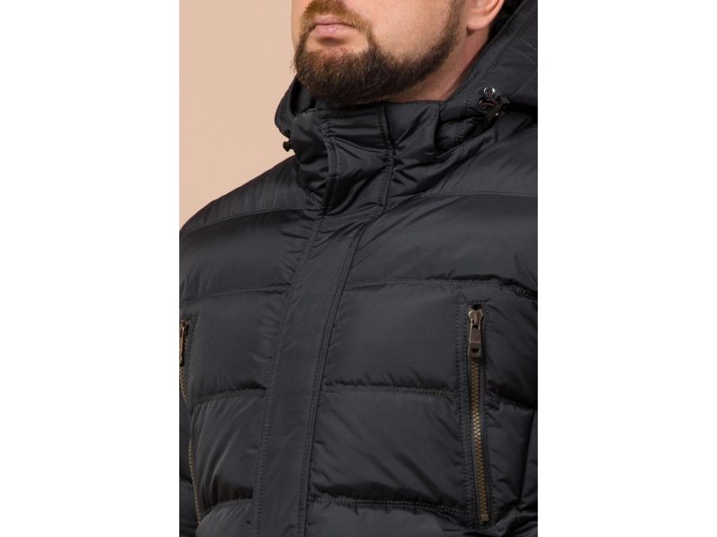 Куртка большого размера зимняя мужская цвет графит модель 12952, фото 6