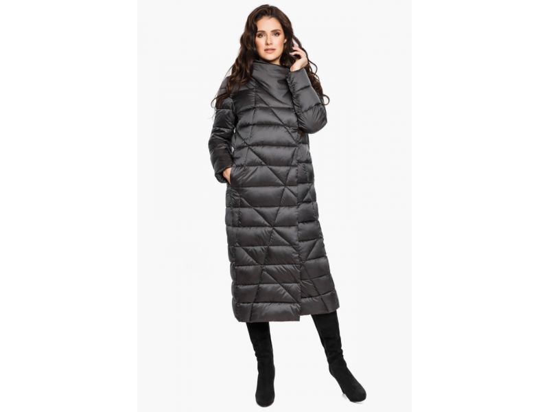 Графитовый женский воздуховик на зиму модель 31058, фото 6