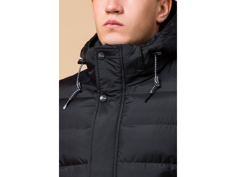 Черная мужская зимняя куртка с карманами модель 37533, фото 6