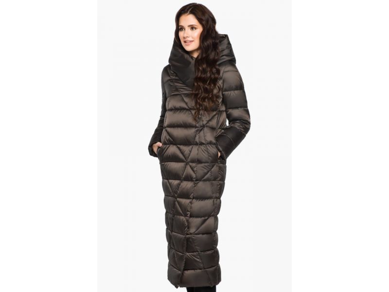 Современный зимний женский воздуховик цвет капучино модель 31058, фото 5