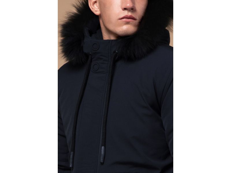 Темно-синяя парка зимняя мужская на молнии модель 9985, фото 6