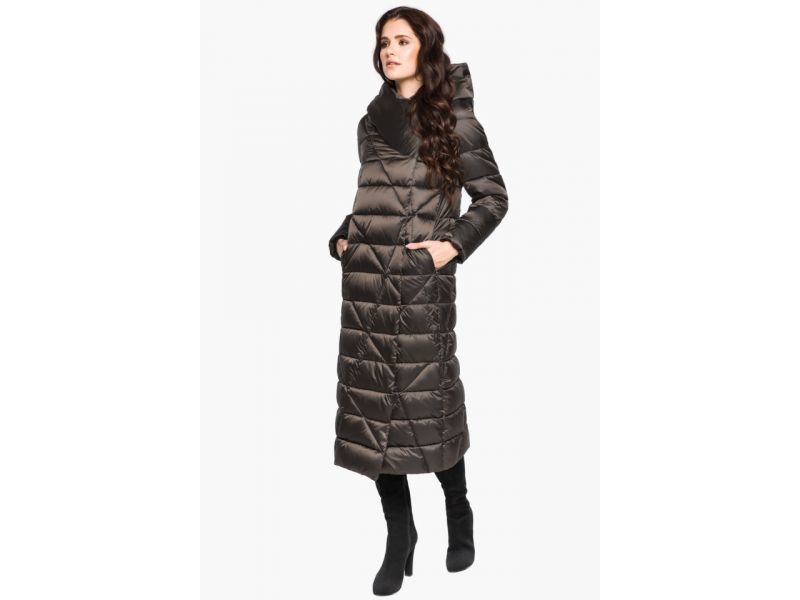 Современный зимний женский воздуховик цвет капучино модель 31058, фото 6