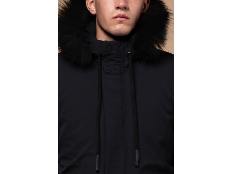 Зимняя мужская черная парка с внешними карманами модель 9985, фото 6