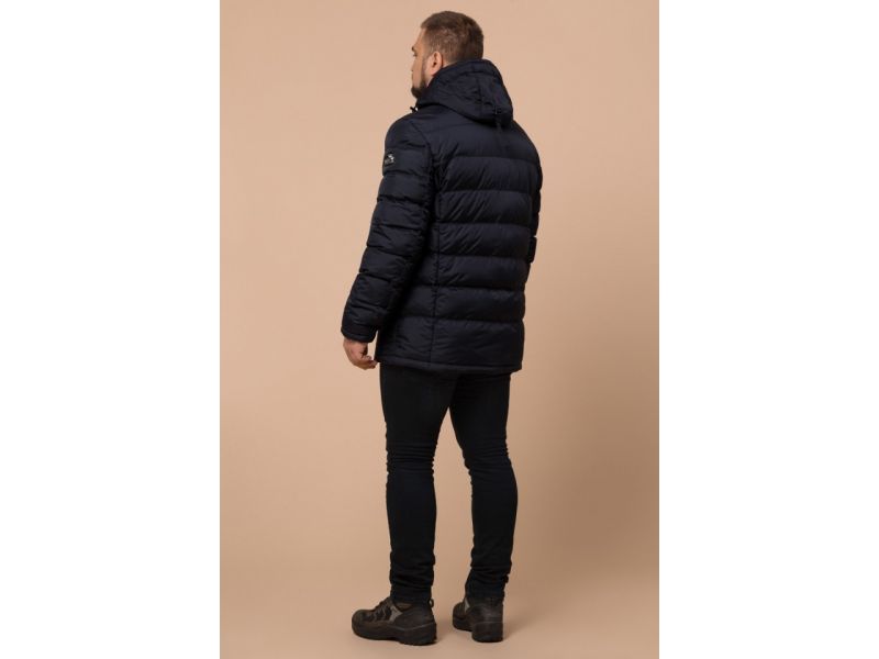 Куртка большого размера для мужчин зимняя черно-синяя модель 12952, фото 5