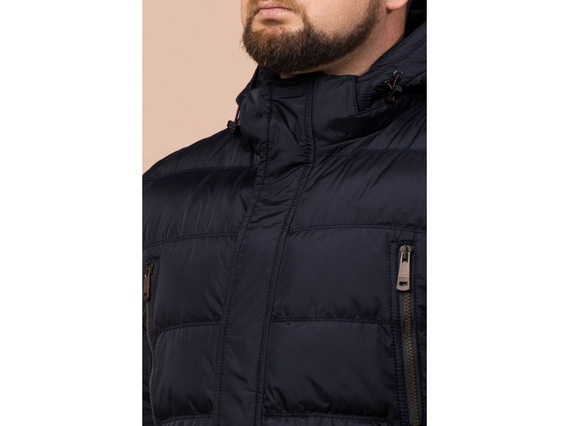 Куртка большого размера для мужчин зимняя черно-синяя модель 12952, фото 6