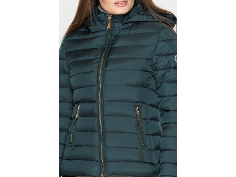 Осенне-весенний женский молодежный пуховик зеленого цвета модель 25115, фото 6