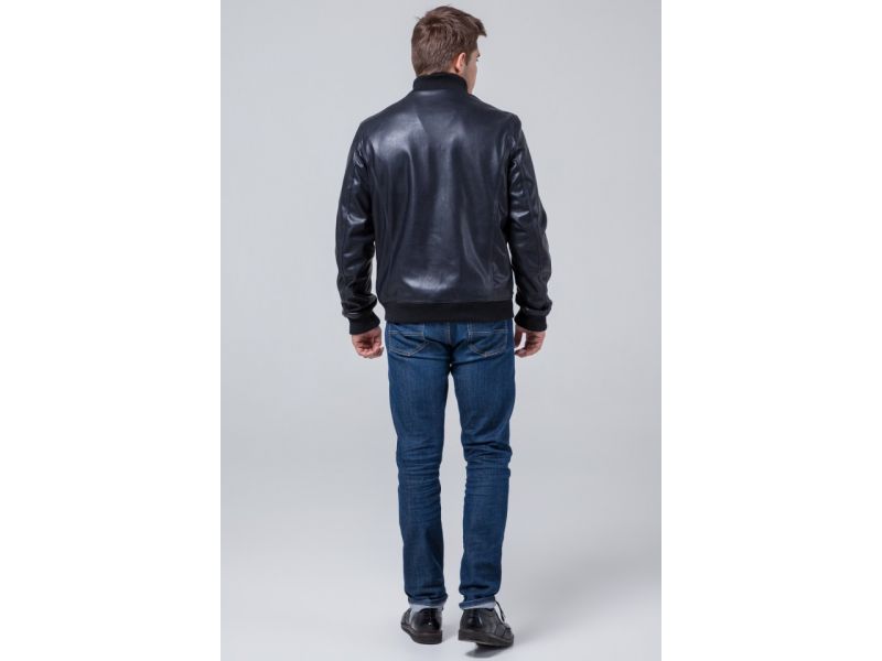 Мужская короткая осенне-весенняя молодежная куртка темно-синяя модель 2970, фото 5