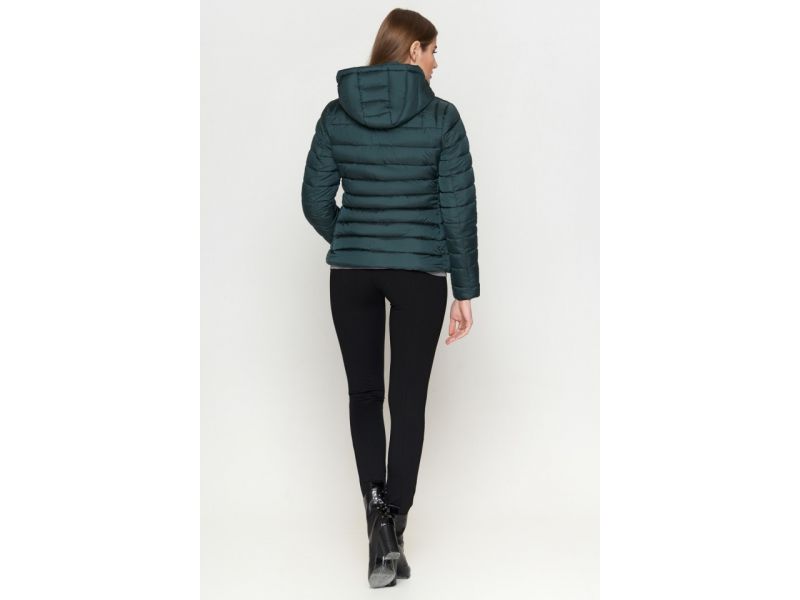 Осенне-весенний женский молодежный пуховик зеленого цвета модель 25115, фото 5
