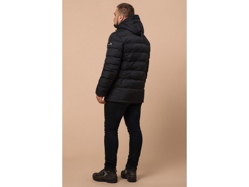 Куртка большого размера мужская черного цвета на зиму модель 12952, фото 5