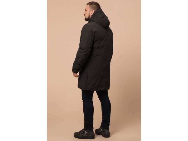 Коричневая мужская парка с капюшоном зимняя модель 23425, фото 5