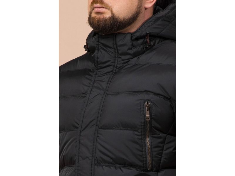 Куртка большого размера мужская черного цвета на зиму модель 12952, фото 6