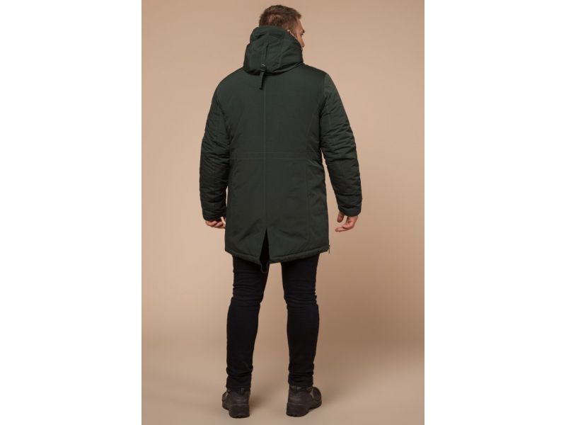 Теплая парка цвета хаки мужская зимняя модель 19058, фото 5