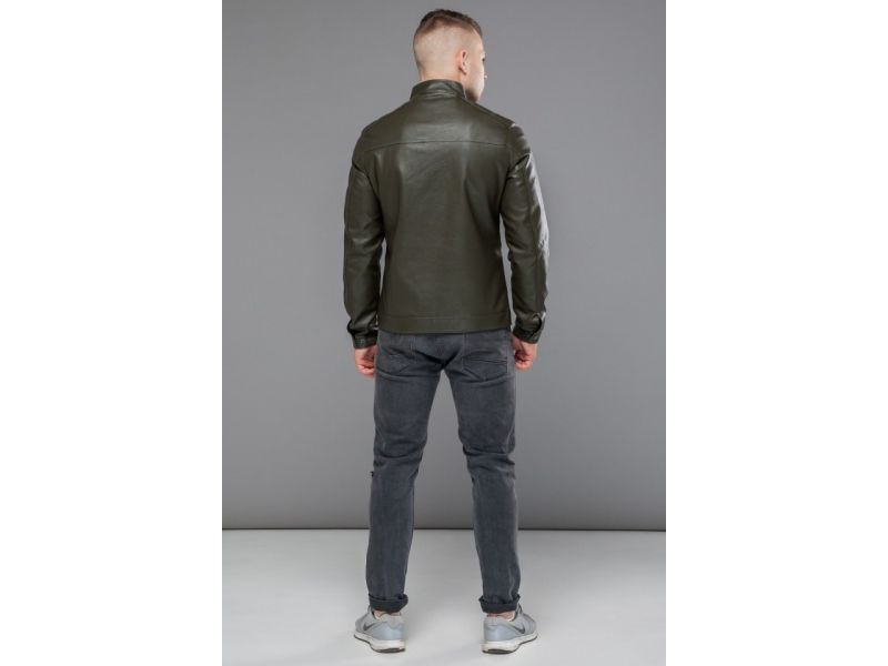 Осенне-весенняя куртка мужская молодежная цвета хаки модель 25825, фото 5