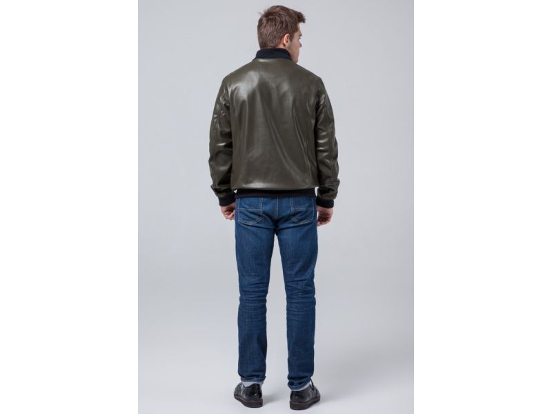 Осенне-весенняя молодежная легкая куртка мужская цвета хаки модель 2970, фото 5